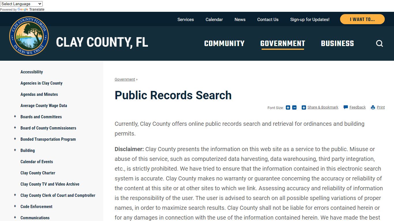 Public Records Search | Clay County, FL