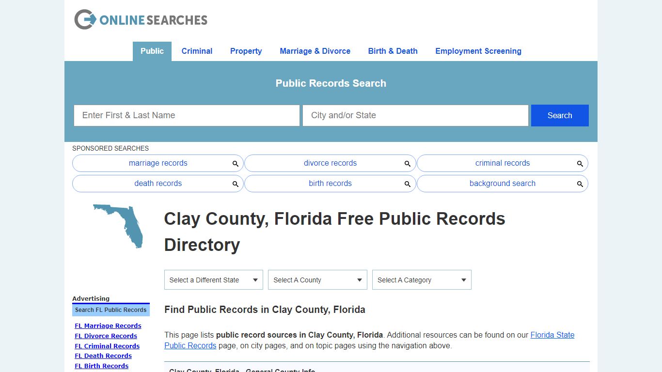 Clay County, Florida Public Records Directory