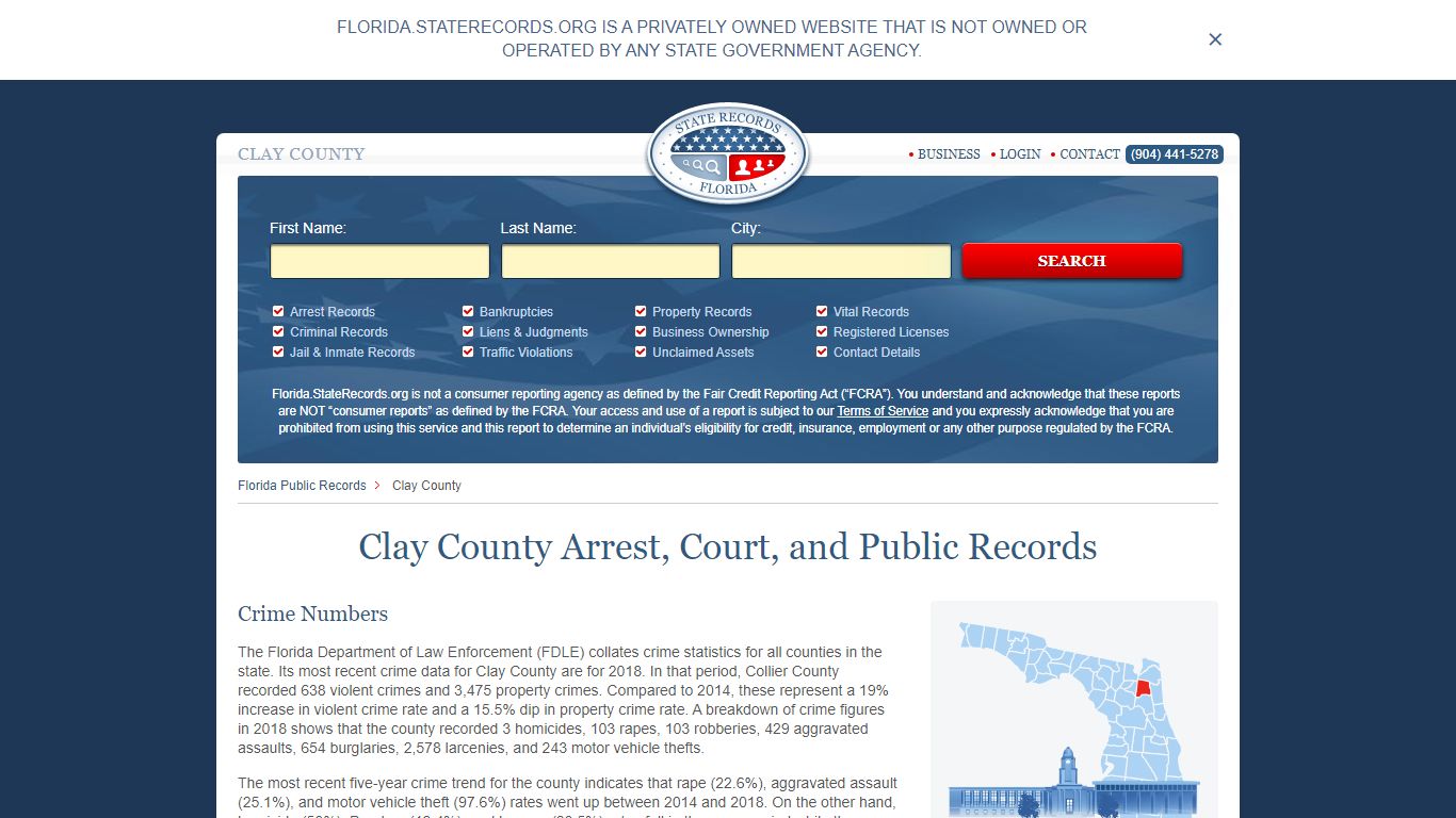 Clay County Arrest, Court, and Public Records